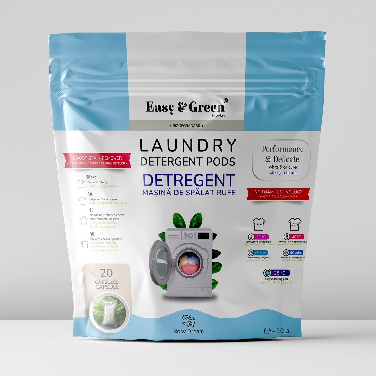 ADVANCED & DELICATE, CAPSULE DETERGENT RUFE, 20 SPALARI